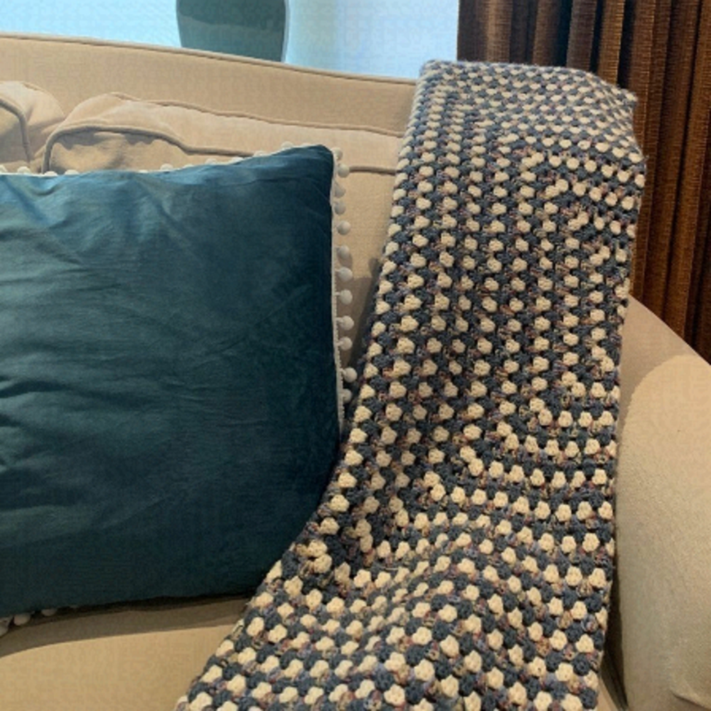 VINTAGE Handmade Crocheted Throw